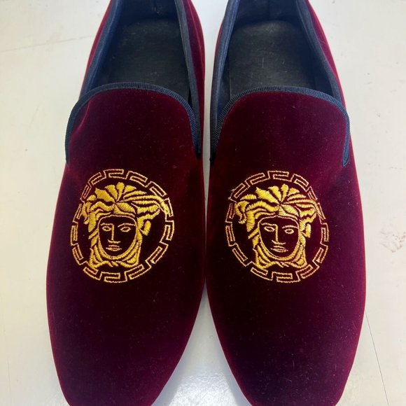 Versace red Gold Medusa Velvet Slipper 46 US 12 main image 6